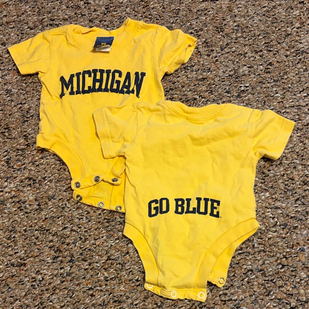 2 University of Michigan Yellow 'Go Blue' Baby One-Piece Bodysuits